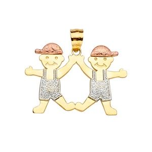 14K Tri Color Gold Boy-Boy Pendant